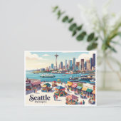 Seattle Waterfront Washington Briefkaart (Staand voorkant)