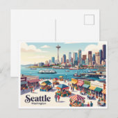 Seattle Waterfront Washington Briefkaart (Voorkant / Achterkant)