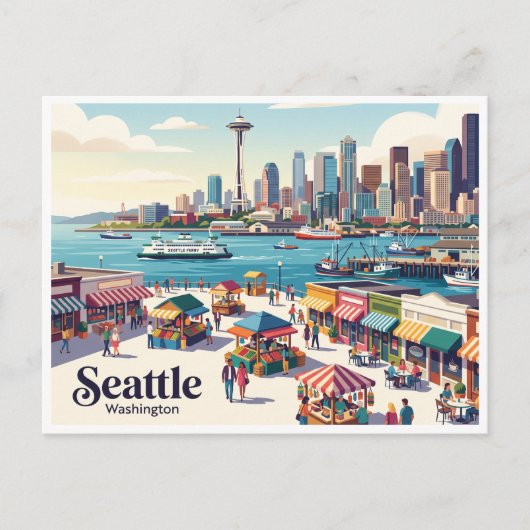Seattle Waterfront Washington Briefkaart (Voorkant)
