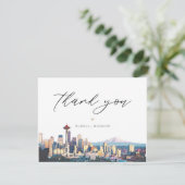 SEATTLE Waterverf Skyline Foto Hartelijk dank Kaart (Staand voorkant)
