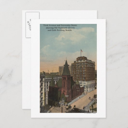 Seattle, WAThird Avenue en University Streets Briefkaart (Voorkant / Achterkant)