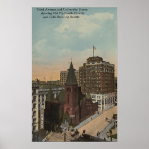 Seattle, WAThird Avenue en University Streets Poster