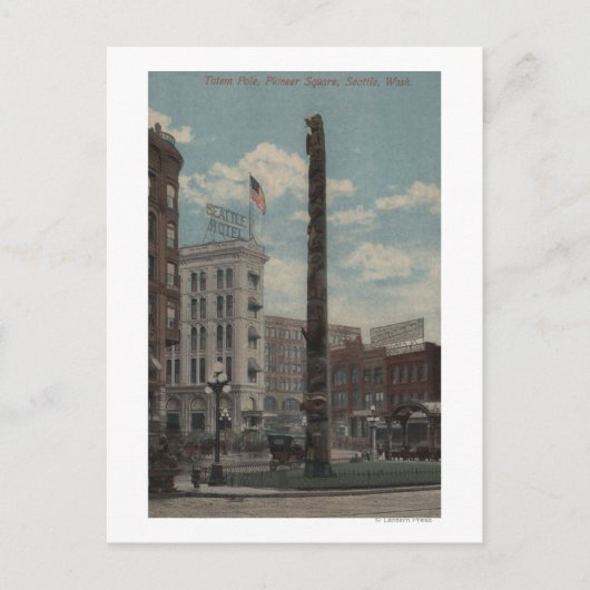 Seattle, WATotem Pole op Pioneer Square Briefkaart (Voorkant)