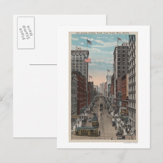 Seattle, WAView of 2e Ave van Yesler Briefkaart (Voorkant / Achterkant)