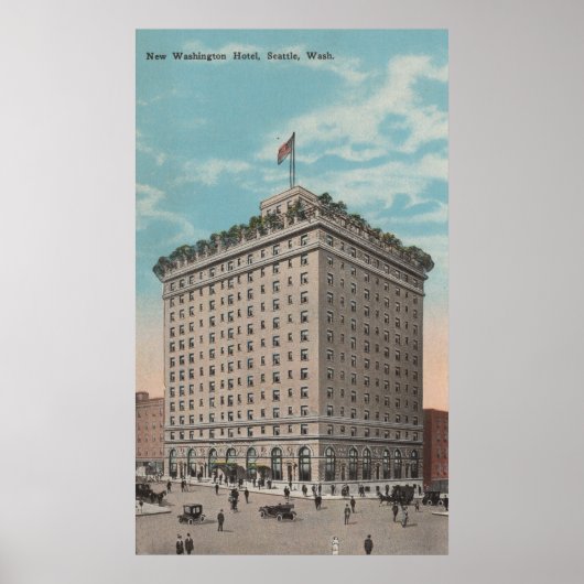 Seattle, WAView van het Washington Hotel Poster (Voorkant)
