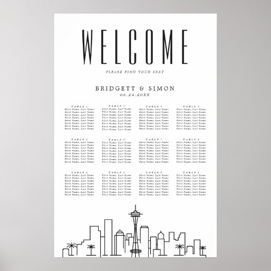 Seattle Wedding | 12 Tabel Zetel Poster (Voorkant)
