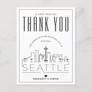 Seattle Wedding Bedankt voor komst! Briefkaart