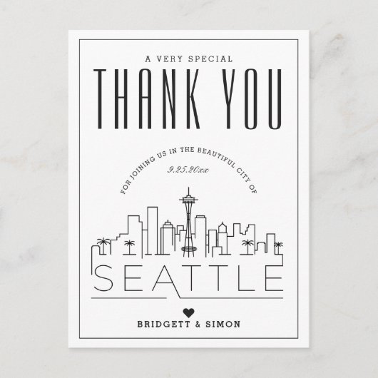 Seattle Wedding | Bedankt voor komst! Briefkaart (Voorkant)