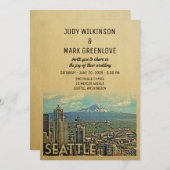 Seattle Wedding Invitation  Mount Rainier Kaart (Voorkant / Achterkant)