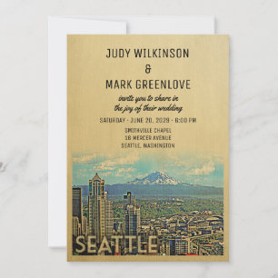 Seattle Wedding Invitation  Mount Rainier Kaart