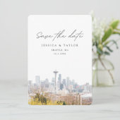 Seattle Wedding Save the Date Kaart (Staand voorkant)