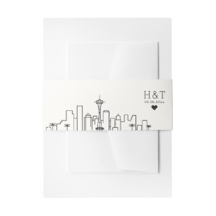 Seattle Wedding Stylized Skyline Monogram Uitnodigingen Wikkel