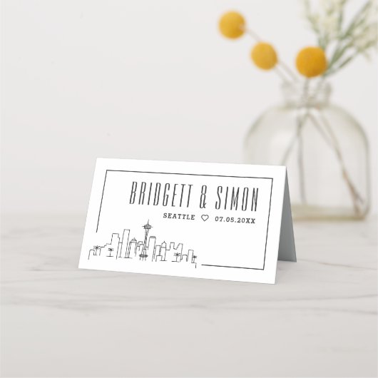 Seattle Wedding | Tafelnaamkaarten plaatsen Plaatskaartje (Achterkant)