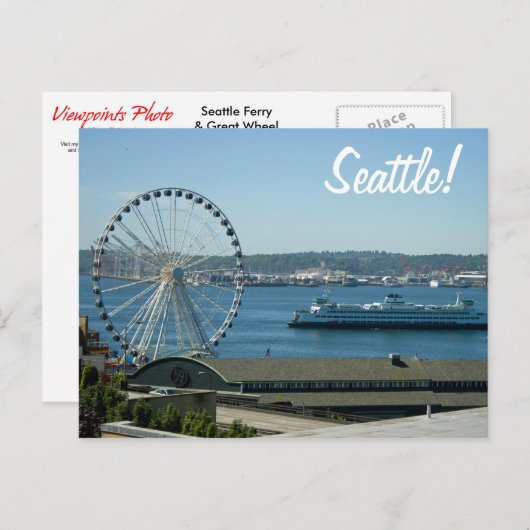 Seattle Wheel & Ferry Briefkaart (Voorkant / Achterkant)