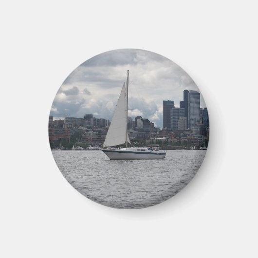 Seattle zeilboot Cityscape Magnet (Voorkant)