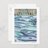 SeattleFish op ijskap op de markt van Pike Briefkaart (Voorkant / Achterkant)