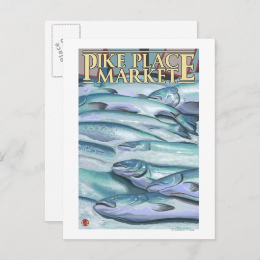 SeattleFish op ijskap op de markt van Pike Briefkaart (Voorkant / Achterkant)