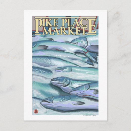 SeattleFish op ijskap op de markt van Pike Briefkaart (Voorkant)