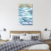 SeattleFish op ijskap op de markt van Pike Canvas Afdruk (Insitu (Slaapkamer))