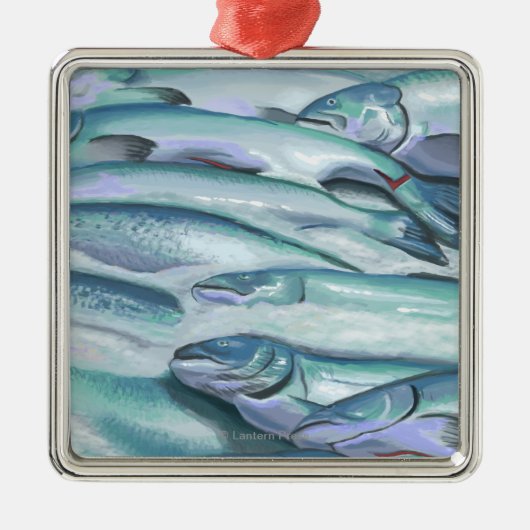 SeattleFish op ijskap op de markt van Pike Metalen Ornament (Voorkant)