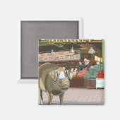 SeattleFish Toss and Bronze Pig op Pike Place Magneet (Voorkant / Achterkant)