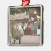 SeattleFish Toss and Bronze Pig op Pike Place Metalen Ornament (Links)