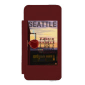 SeattlePike Place Market Sign and Water Uitzicht Incipio iPhone Portemonnee Hoesje (Voorkant Agenda)