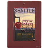 SeattlePike Place Market Sign and Water Uitzicht Klembord (Achterkant)