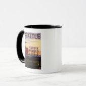 SeattlePike Place Market Sign and Water Uitzicht Mok (Voorkant links)