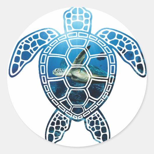 seaturtle-2 ronde sticker (Voorkant)