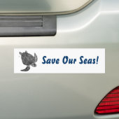 SeaTurtle, bespaar onze Zeeen! Bumpersticker (Op auto)