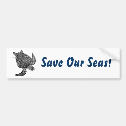 SeaTurtle, bespaar onze Zeeen! Bumpersticker (Voorkant)