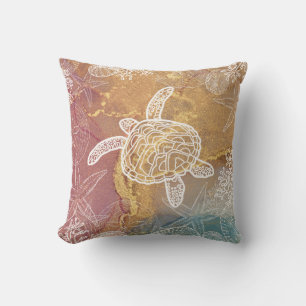 Seaturtle Starfish Beach Seashell Pattern Kussen