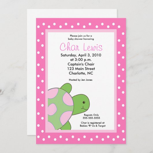 Seaturtle Turtles Baby shower 5 x 7 Uitnodiging (Voorkant / Achterkant)