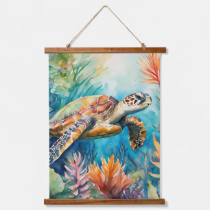 Seaturtle Waterverf Tropical Coastal Beach Hangend Wandkleed