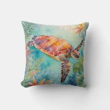Seaturtle Waterverf Tropical Coastal Zeehond