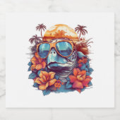 Seaturtle with sunglasses at the beach Copy Sparkling Wijnetiket (Enkel label)