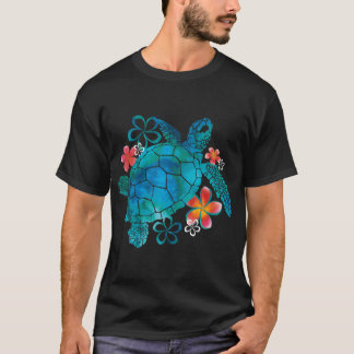 Seaurtle with Flowers girl T-shirt