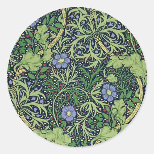 Seaweed art nouveau design by William Morris Ronde Sticker (Voorkant)