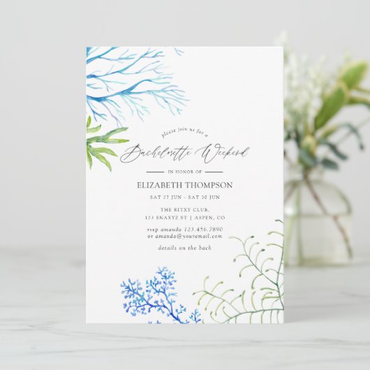 Seaweed Beach Thmed Bachelorette Weekend Kaart (Staand voorkant)