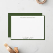 Seaweed Green Classic Border Flat Note Card Notitiekaartje (Voorkant / Achterkant in situ)