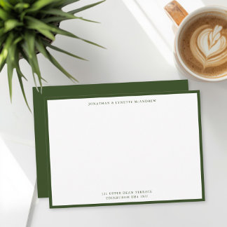 Seaweed Green Classic Border Flat Note Card Notitiekaartje