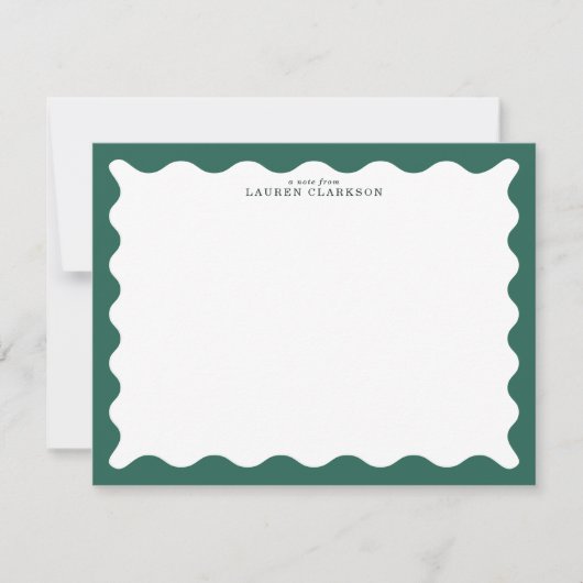 Seaweed Green Wavy Frame Note Card Kaart (Voorkant)