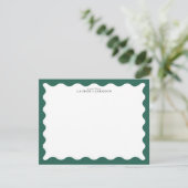 Seaweed Green Wavy Frame Note Card Kaart (Staand voorkant)