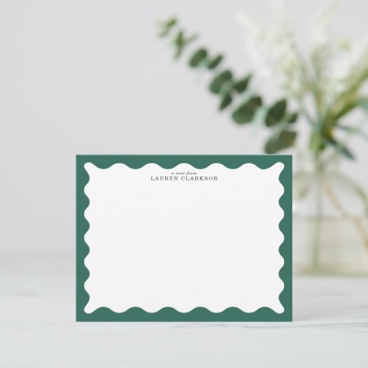 Seaweed Green Wavy Frame Note Card Kaart (Staand voorkant)