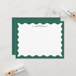 Seaweed Green Wavy Frame Note Card Kaart
