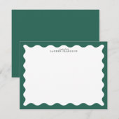 Seaweed Green Wavy Frame Note Card Kaart (Voorkant / Achterkant)