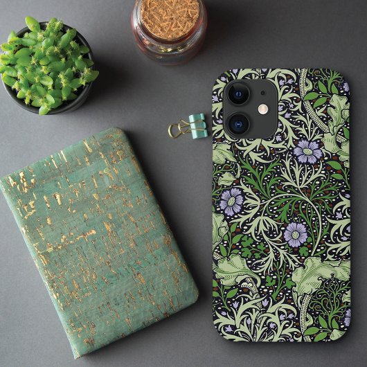 Seaweed Lila Flowers Pattern John Dearle Case-Mate iPhone Case