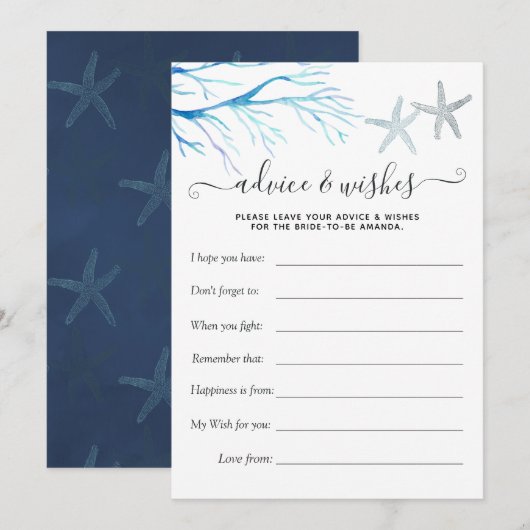 Seaweed Nautical Shower Game Advice Kaart (Voorkant / Achterkant)