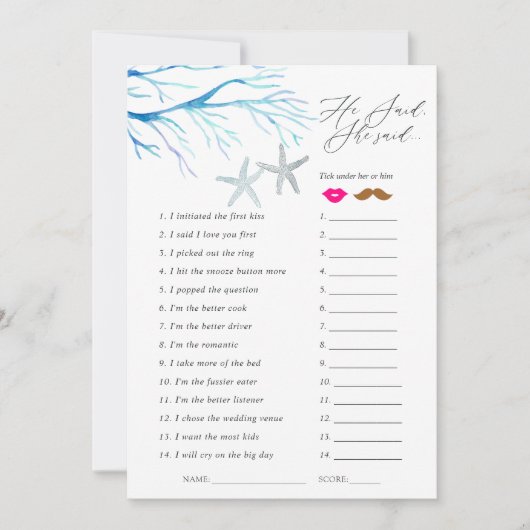 Seaweed Nautical Shower Game Kaart (Voorkant)